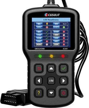 CGSULIT Car Code Reader SC301 OBD2 Scanner with Smog Check & Check Engine Light Reset, Read/Clear Error Code, Live Data, DTC Lookup, On-Board Monitor Test, Diagnostic Scan Tool for Cars After 1996
