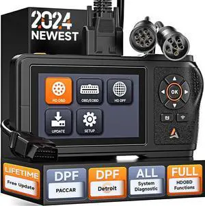 ANCEL HD431 Heavy Duty Truck Scanner, 2024 New Diesel Diagnostic Scan Tool, DPF Regen and Reset for Detroit, Paccar, Lifetime F-Ree Updates, Full System HDOBD & OBD2 Trucks & Cars 2 in 1 Code Reader