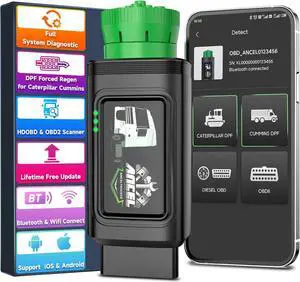 ANCEL HD100PRO Bluetooth Heavy Duty Truck Scanner, Full System Diesel Scanner Diagnostic Tool, DPF Force Regen & Reset for Cummins Caterpillar Engine, HDOBD & OBD2 Scanner for Diesel Trucks & Cars