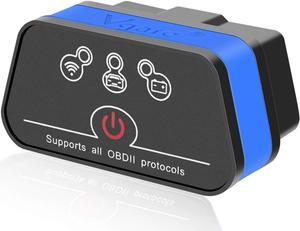 Vgate iCar2 OBD2 Scanner Scan Tools Interface Wi-Fi Adapter Check Engine Light Car Diagnostic Tool for iOS & Android Auto Sleep (Blue)