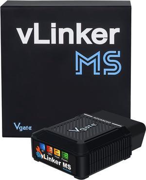 Vgate vLinker MS Bluetooth OBD2 Scanner Car Diagnostic Tool Code Reader CH-CAN and LS-CAN Work for iOS & Android & Windows, Black
