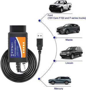 Obd2 Elm327 USB for FORScan with MS HS CAN Switch Compatible with Forscan Adapter for Ford F150 F250 Lincoln Mazda Mercury Code Reader Vehicle Scanner Diagnostic Programmer Tool
