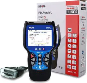 INNOVA 3160RS OBD2 Scanner, ABS Brake Bleeder, ABS SRS Engine Transmission Diagnoses, Airbag Light Reset, Car Battery Tester & Alternator Tester, Battery Reset, Fix & Parts Recommendations