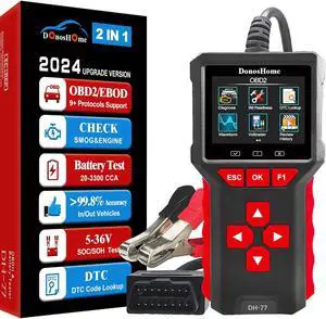 2 in 1 OBD2 Scanner+Battery Tester 5-36V 20-3300 CCA >99.8% Accuracy 3.2" Colors Screen OBD2/EOBD Diagnostic Tool Engine Code Reader EVAP Digital Diagnosis DTC for Car Motorcycle&Truck