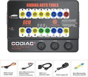 GODIAG® Auto ECU Breakout Box, GT100 Breakout Box OBDII Protocol Detector for OBDII Protocol Communication Detection/ECU Tool Maintenance/Diagnosis/Programming/Coding