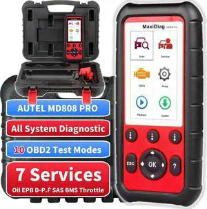 Autel OBD2 Scanner MaxiDiag MD808 Pro, All System Diagnostic Scan Tool, Upgraded of MaxiCheck Pro/ MD808/ MD806 Pro/ MD802, 7 Reset Service Oil/EPB/SAS/BMS/Throttle, Auto Scan, Lifetime Free Update