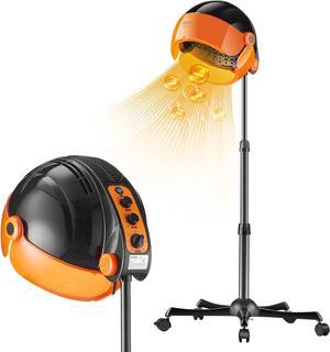 VEVOR Ionic Hooded Hair Dryer with Variable Speed & Temperature Adjustment, 1875W, Sit Under Hair Dryer with Timer for Beauty Salon Home Spa, Black Ionic W/ Timer