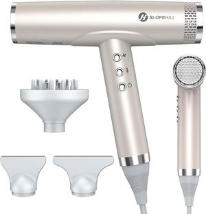 Slopehill Professional Hair Dryer with Diffuser, Ionic Hair Dryer,Lightweight Compact Powerful & Fast Salon Blow Dryer with High Speed Brushless Motor, Travel Hair Dryer, Women & Men (Ceramic, Stone)
