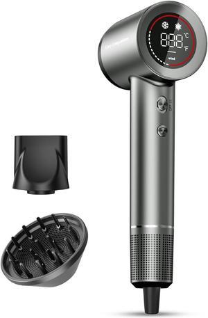 Diffuser Hair Dryer, Professional Negative Ionic Blow Dryer for Hair Care, Fast Drying with 150000 RPM, LCD Display, Works for All
