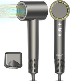 Ionic Hair Dryer, 110000 RPM Professional High-Speed Blow Dryer 200 Millions Negative Ionic Hair Dryers for Women, Fast Drying, Low Noise Thermo-Control Hairdryer, Travel with Magnetic Nozzle(Gray)