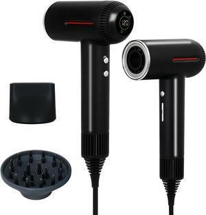 Hair Dryer,7 Temps&31 Modes.Intelligent Temperature Control,LCD Display,Self-Cleaning Mode,Facial Care Mode.1600W RPM Ionic Blow Dryer.Low Noise Thermo-Control Hair Dryer with Diffuser and Nozzle