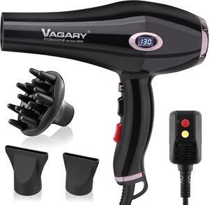 VAGARY Fast Drying Hair Dryer for Curly and Straight Hair, Ionic Hair Dryer with Diffuser, 2200W AC Motor Blow Dryer, 2 Speeds and 2 Heat Settings 1 Cool Shot Button