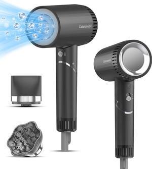 Hair Dryer, 100,000 RPM High-Speed Brushless Motor Negative Ionic Blow Dryer for Fast Drying, Compact Low Noise No Heat Damage Hair Dryer with Diffuser and Nozzle, Perfect for Travel/Gift