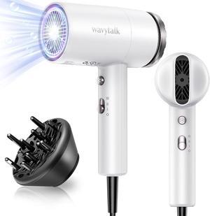 Wavytalk Hair Dryer with Diffuser 1875W Ionic Blow Dryer for Fast Drying with Concentrator Lightweight White.