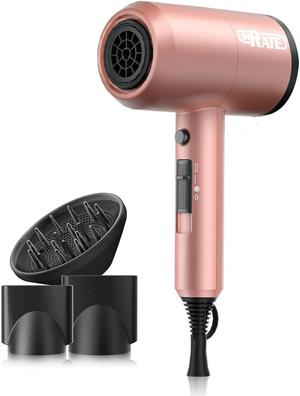 SHRATE Ionic Hair Dryer, Professional Salon Negative Ions Blow Dryer, Powerful 1800W for Fast Drying, 3 Heating/ 2 Speed, Cool Button, Damage Free Hair with Constant Temperature, Low Noise, Gold