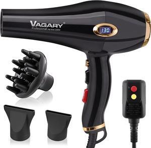 VAGARY 6685G Professional Salon Hair Dryer 2200w with Icd Display,Negative Ionic Blow Dryer,Powerful AC Motor Blow Dryer,Low Noise Hair Dryers,2 Speeds and 2 Heat Settings 1 Cold Button