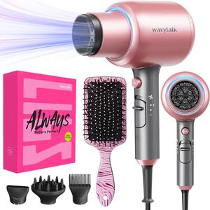 Wavytalk Ionic Hair Dryer Blow Dryer with Diffuser Concentrator Nozzles Comb and Brush Negative Ions with Ceramic Technology as Salon Light and Quiet 1875W for All Hair Types