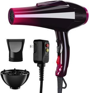 Professional Hair Dryer with Blue Light Far Infrared Negative Ionic 3500W Blow Dryer Fast Drying Heat Hairdryer Powerful Home Salon Hair Dryers with Attachment