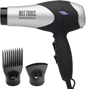 Hot Tools Pro Artist Turbo Styling Hair Dryer | Lightweight and Quiet, Silver/Black, 1 Count (Pack of 1)