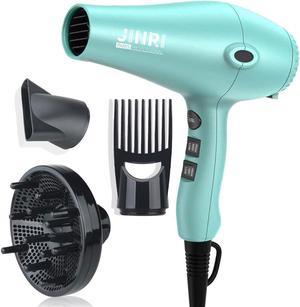 Ionic Hair Dryer 1875w,Fast Dry Low Noise Professional Salon Blow Dryer, Pro Ion Hairdryer with Diffuser/Concentrator for Curly,Straight (Mint Green)
