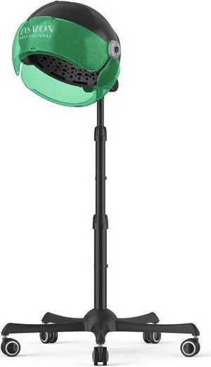TASALON Professional Ionic Hooded 1875W Hair Dryer with 3 Temperature Settings, Transparent Glitter Visor, Side Switch, Rolling Wheels & Timer, Stand Blow Dryer for Salon, Spa and Home Use - Green