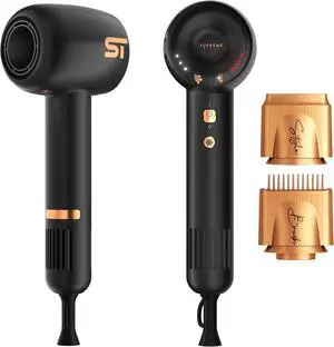 Supreme Trimmer Hair Dryer Negative Ion 110,000 RPM | Fast Drying & Low Noise Blow Dryer 1400W Brushless Motor | Magnetic Attachments, 3 Heat & 3 Speed Settings + Cool Shot | SHD347 Black