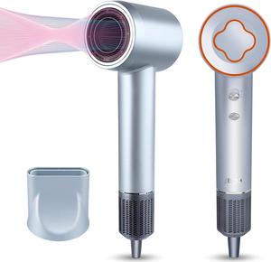 JBOX Hair Dryer,1600W Professional Ionic Blow Dryer with Magnetic Nozzle, 3 Intelligent Temperature Control,2 Speed,Low Noise High Speed Brushless Motors (Grey)