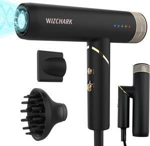 Professional Hair Dryer with Diffuser, Foldable Blow Dryer with Lightweight Design Compact Powerful & Fast Salon Hairdryer with High Speed Brushless Motor, Travel Hair Dryer Women Men (Black)