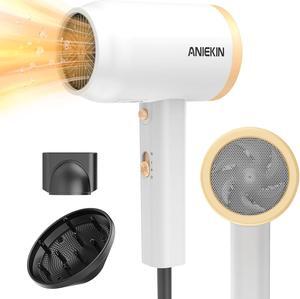 ANIEKIN Hair Dryer, 1875W Ionic Blow Dryer with Diffuser and Concentrator for Women Curly Hair Fast Drying as Constant Temperature,Portable Hair Dryer for Travel,White
