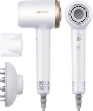 Wavytalk Hair Dryer with Diffuser Pro Fast Drying Hair Dryer 110,000 RPM with Magnetic Attachments, Professional Ionic Lightweight Hair Dryer Blow Dryer with 3 Speeds & 3 Temps Low Noise, Matte White