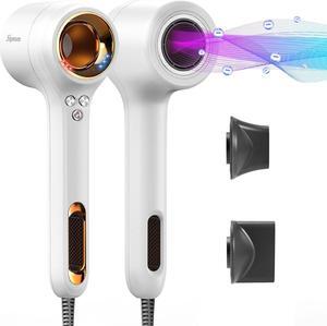 Professional Ionic Hair Dryer, High-Speed Blow Dryer with 110,000 RPM Brushless Motor for Fast Drying | Lightweight, Low Noise, Thermo-Controlled Hairdryer for Women, Home/Travel, Pearl White