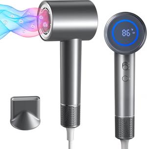 Hair Dryer Professonal High-Speed Ionic Blow Dryers 180,000 RPM Brushless Motor, 1400W Thermo-Control Hairdryer HD Display, Travel Hairdryer Blowdryer, Secadora de Pelo para Mujer
