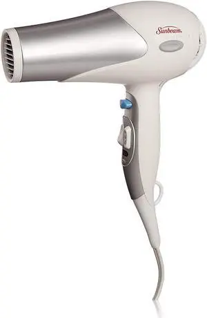 Sunbeam Dual Watt 2 Speed GreenSense Wall Mount Full Size Ionic Hair Dryer with Dimmable LED Night Light and Bracket, White