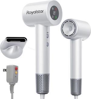 Hair Dryer - Negative Ionic Blow Dryer with 150000 RPM High Speed Brushless Motor for 1500W 3 Minutes Fast Drying, HD Display Hair Dryer 4 Temps & 2 Speeds 4 Modes, One Click Cleanup(White)