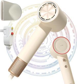 Hair Dryer Blow Dryer High-Speed Negative Ionic Hairdryer 110,000 RPM with Magnetic Nozzle Powerful Professional Four Temperature Control for Frizz-Free Hair Travel Portable Design (White)