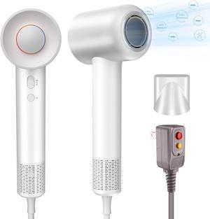 Hair Dryer High-Speed Blow Dryer with 110,000 RPM Brushless Motor, 200 Million Negative Ionic Hair Dryer for Fast Drying, Low Noise Hairdryer for Home and Travel, Magnetic Nozzle, White