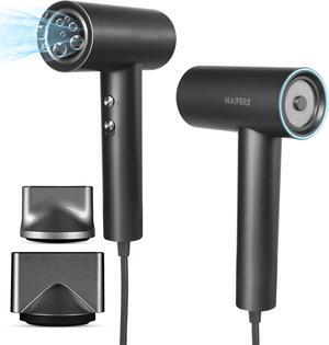 1300W Hair Dryer - High-Speed Negative Ionic Blow Dryer with 2 Magnetic Nozzles, Low Noise Thermo-Control Hair Dryer for Home Travel, Dark Grey