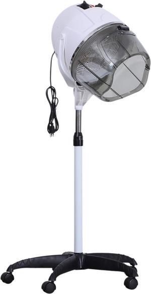 BarberPub Adjustable Hooded Floor Hair Bonnet Dryer Professional Stand Up Rolling Base with Wheels Beauty Salon Spa Equipment VHD08 (Pure White)