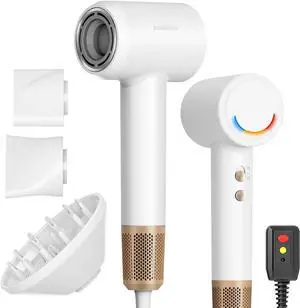 Hair Dryer, 120000RPM High-Speed Blow Dryer for Fast Drying, 1800W Professional Ionic Hairdryer with Magnetic Diffuser and Nozzles for Women Men Home Travel (White)