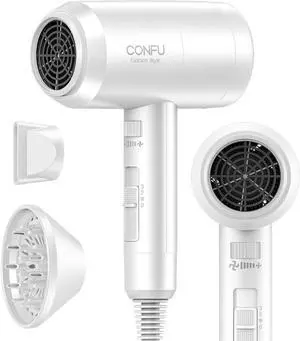 Hair Dryer with Diffuser, CONFU Blow Dryer for Curly Hair for Women Men, 21000PRM Travel Hair Dryer, Portable Lightweight Fast Drying Negative Ion Hairdryer for Home & Travel