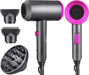 Ionic Hair Dryer, Professional Hair Blow Dryer Hot/Cold Air, 1800W Powerful AC Motor, Negative Ion Hairdryer Fast Drying, 2 Speed/3 Heating with 2 Nozzles&1 Diffuser, for Women Men Kids Salon Travel