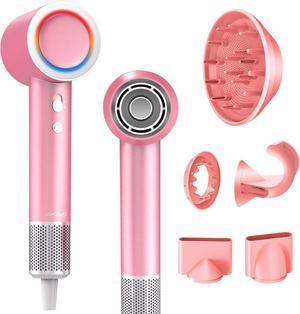 Hair Dryer, Blow Dryer with Diffuser,1600W High Speed Drying Low Noise Hair Ionic Hairdryer for Women (Pink)