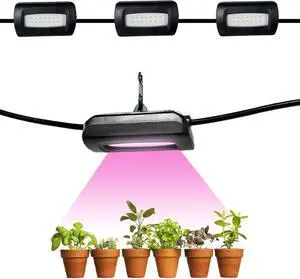 12FT Outdoor Grow Lights LED String Plant Light, IP65 Waterproof, Full Spectrum, 120V, ETL Listed, 33.89 umol/s, Linkable Grow Light for Greenhouse & Outdoor Garden & Raised Bed (3-Bulbs)