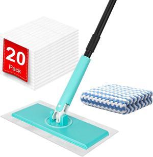 KeFanta Sweeper Mops for Floor Cleaning, Wet & Dry Disposable Dust Mop with 20 Dry Cloths, 1 Washable Microfiber Cloth, 2-in-1 Mops Kit for Hardwood Kitchen Bathroom Pet Hair, No-Touch Dirty Pads