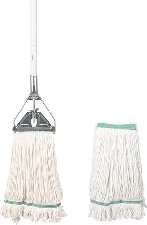 OFO Loop-End String Mop, Heavy Duty Commercial Industrial Mop with Extra Mop Head Replacement. Metal Head Mop with 59Inch Handle for Floor Cleaning