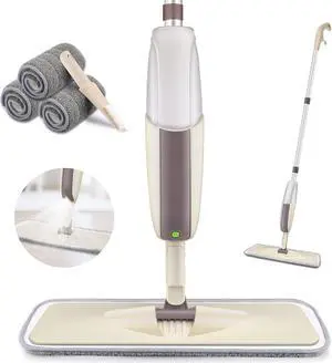 Spray Mop for Floor Cleaning, HOMTOYOU Floor Mop with a Refillable Bottle and 3 Washable Microfiber Pads, Dry Wet Spray Mop for Home Kitchen Hardwood Laminate Wood Vinyl Ceramic Tiles Floor Cleaning