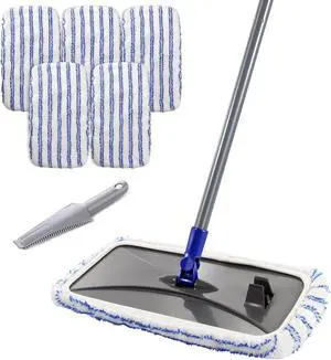 MASTERTOP Large Microfiber Mop - Microfiber Mop Floor Cleaning System, 16x8.4 Flat Mop, Dust Mop, Hardwood Floor Mop, Washable, 360 Degree, 5 Microfiber Mop Replacement Pad, 1 Cleaning Scraper