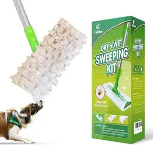 Eyliden Sweeper Mop, Wet & Dry Mops for Floor Multi Surface Cleaning, Disposable Dust Mop Starter Kit with 36 Refills - 12 Wet Mop Cloths, 12 Heavy-Duty Pet Hair Mop Pads, 12 Dry Sweeping Cloths