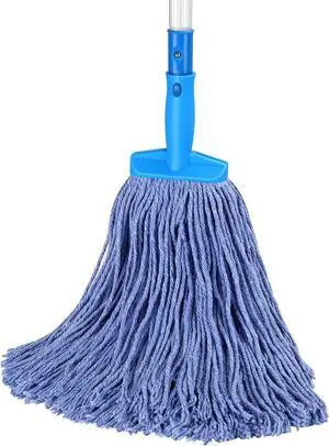 Heavy Duty Commercial Industrial Mop for Floor Cleaning,Beyoco String Wet Mop with Long Handle,Cotton Mop for Home,Garage,Office, Workshop Floor Cleaning- Blue