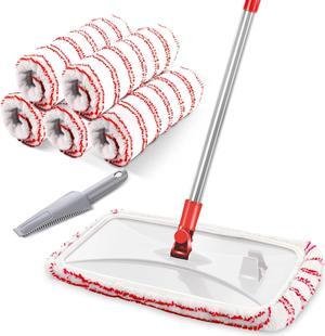 MASTERTOP Microfiber Mop - Large Dust Mop, 16x8.4 Floor Mop, Dry & Wet Mop for Wood, Laminate, Tile, Vinyl Floors, Washable, 360 Degree, 5 Microfiber Mop Refills, 1 Cleaning Scraper